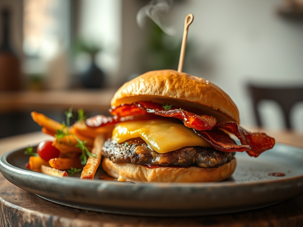 Cheeseburger com bacon caramelizado