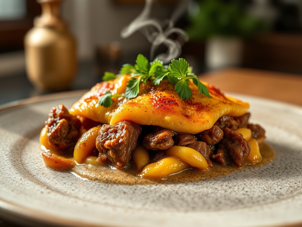 Macarrão com carne desfiada